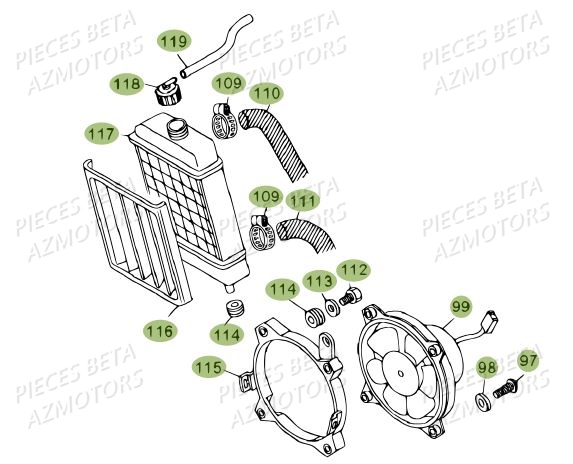 Radiateur BETA Pièces BETA REV 80 JUNIOR - (2010-2011)