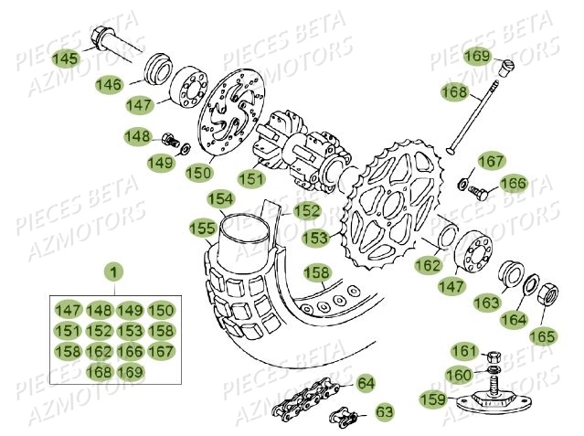 Roue Arriere BETA Pièces BETA REV 80 JUNIOR - (2010-2011)