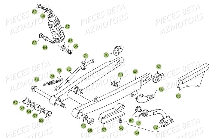 Suspension Arriere BETA Pièces BETA REV 80 JUNIOR - (2010-2011)