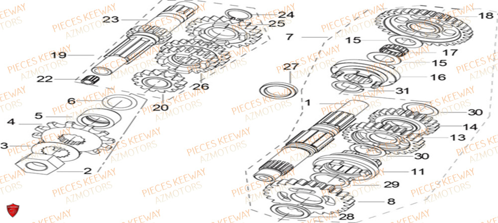 Arbre Primaire KEEWAY Pieces KEEWAY RKS 125 Euro4