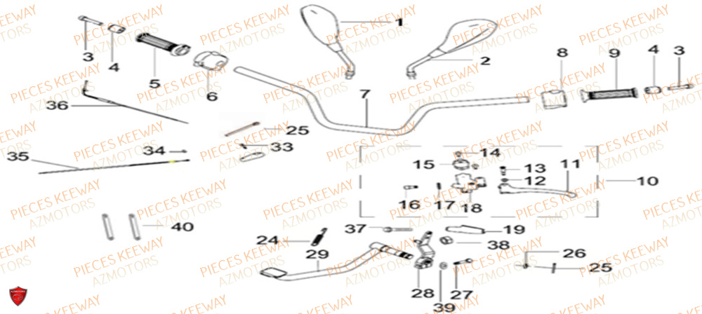 Guidon Retroviseurs KEEWAY Pieces KEEWAY RKS 125 Euro4