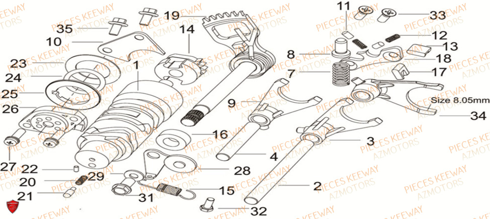 MECANISME DE SELECTION KEEWAY RKS 125 EURO 4