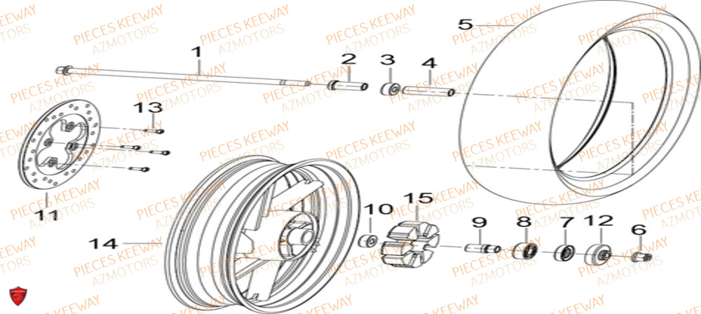 Roue Arriere KEEWAY Pieces KEEWAY RKS 125 Euro4