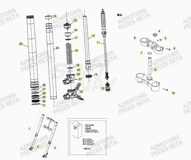 Fourche Du No Serie 0101107 A 0149999 BETA Pièces BETA RR RACING 4T 400 - [2014]