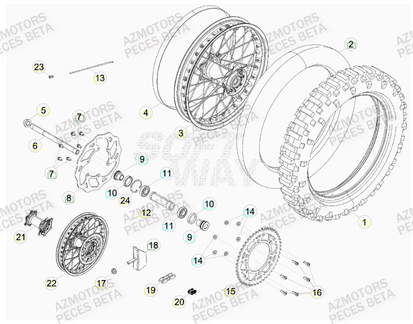 ROUE ARRIERE pour RRRAC-4T-400-14