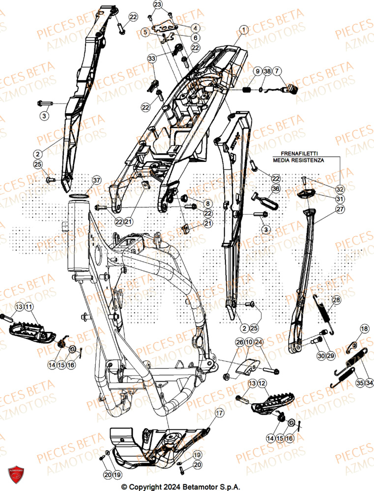 Accessoires Du Chassis BETA Pièces Beta RR 125 2T X-PRO - 2025