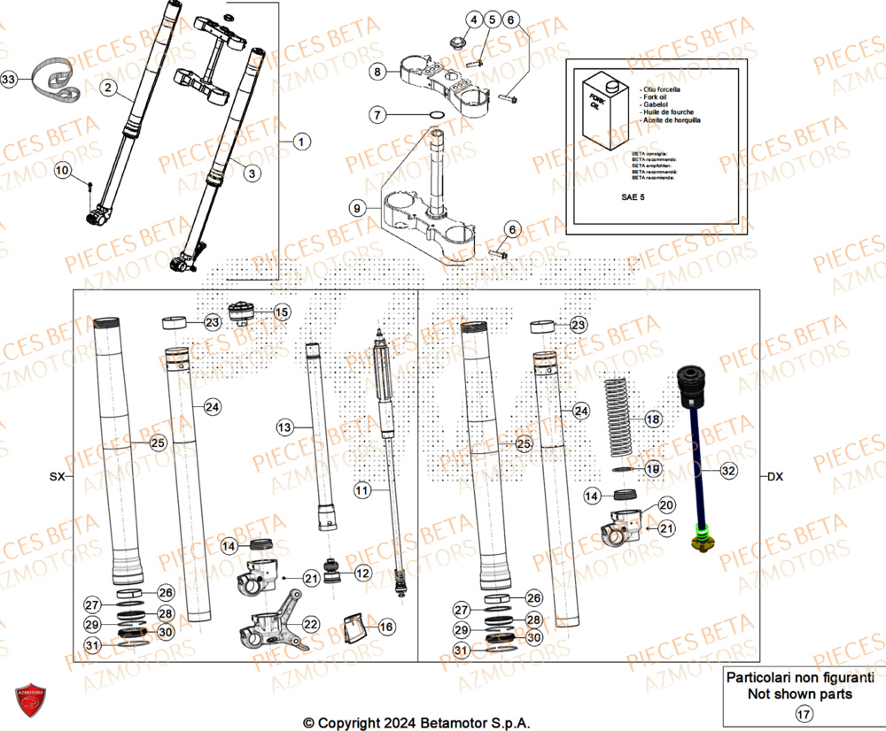 Fourche BETA Pièces Beta RR 125 2T X-PRO - 2025