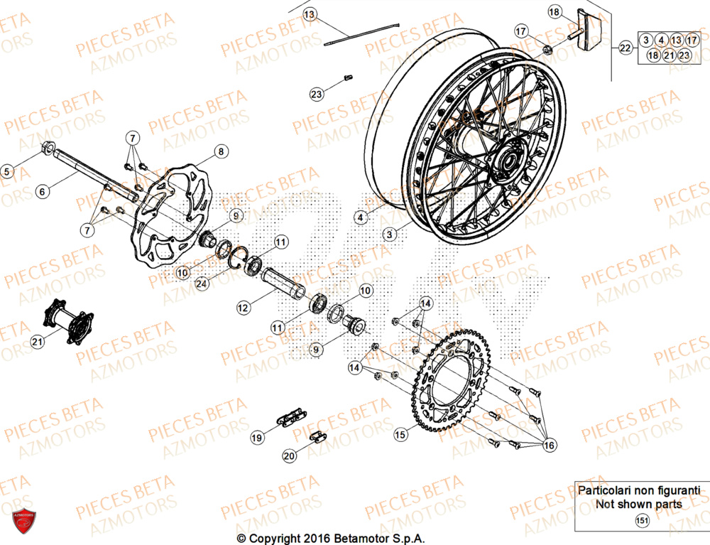 Roue Arriere BETA Pièces Beta RR 125 2T X-PRO - 2025