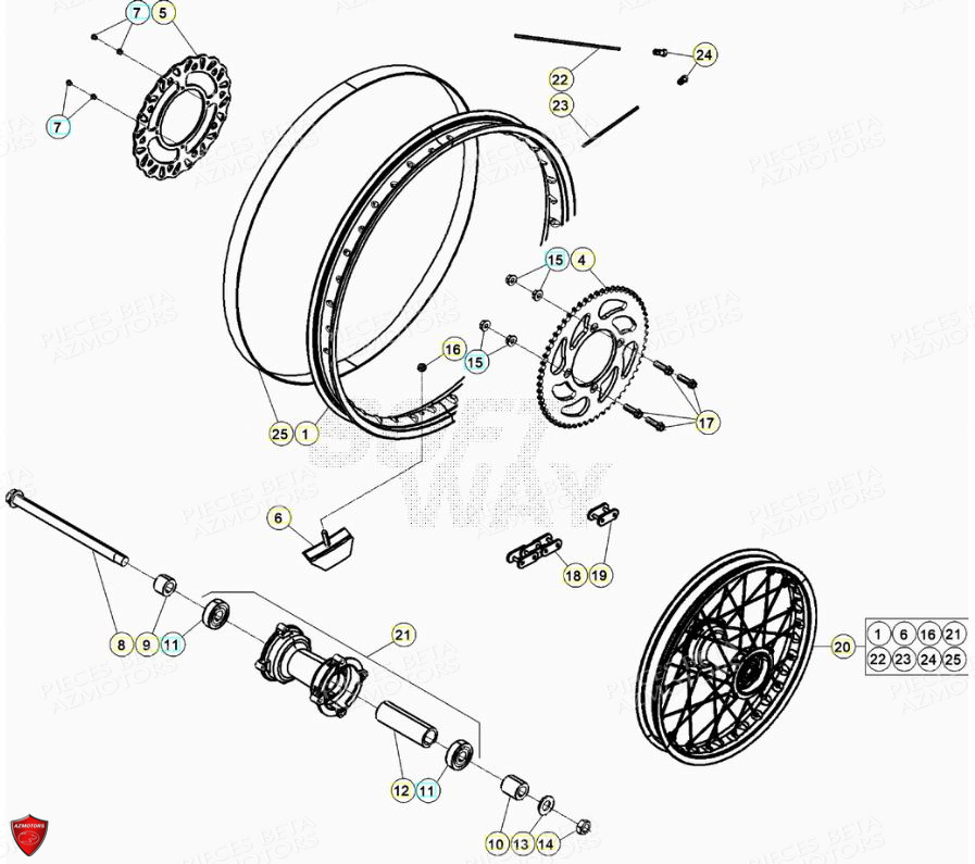 ROUE ARRIERE BETA RR 125 4T LC 2021