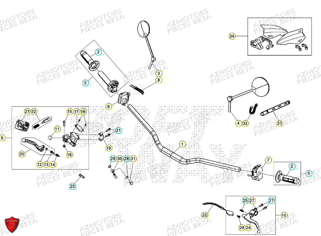 Commandes Guidon BETA Pièces Beta ENDURO RR 125 4T R 2024