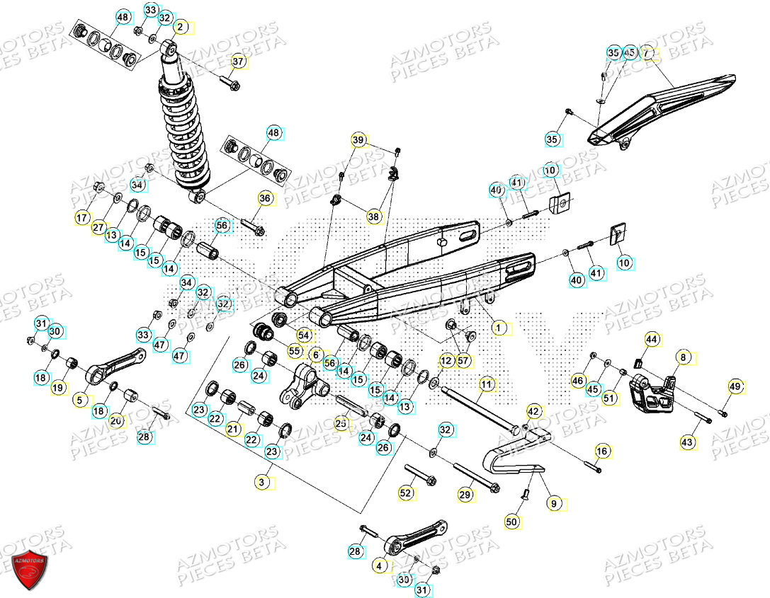 Bras Oscillant Amortisseur BETA Pièces Beta ENDURO RR 125 4T T 2023