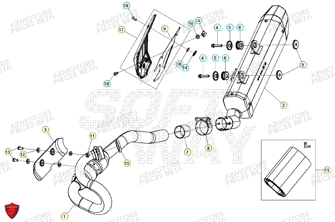 Echappement BETA Pièces Beta ENDURO RR 125 4T T 2023