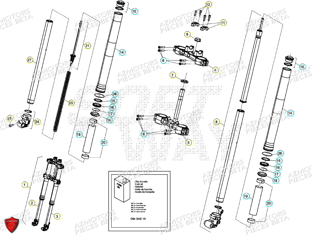 Fourche BETA Pièces Beta ENDURO RR 125 4T T 2023