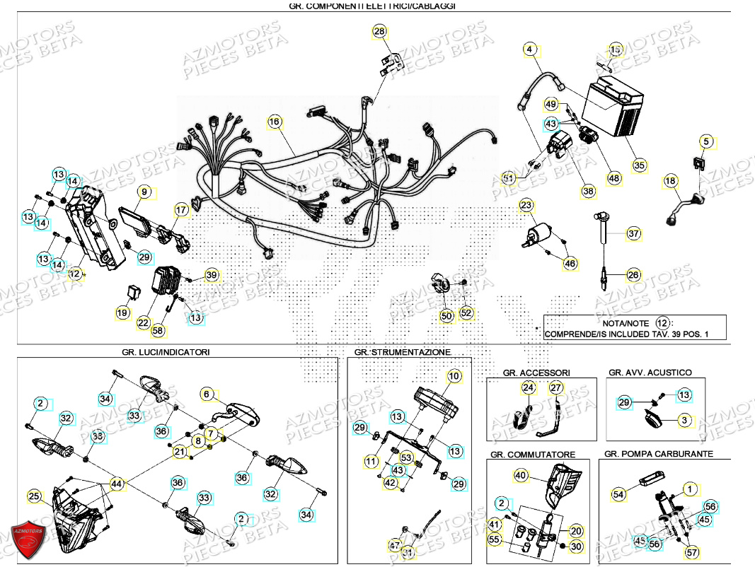 Installation Electrique BETA Pièces Beta ENDURO RR 125 4T T 2023