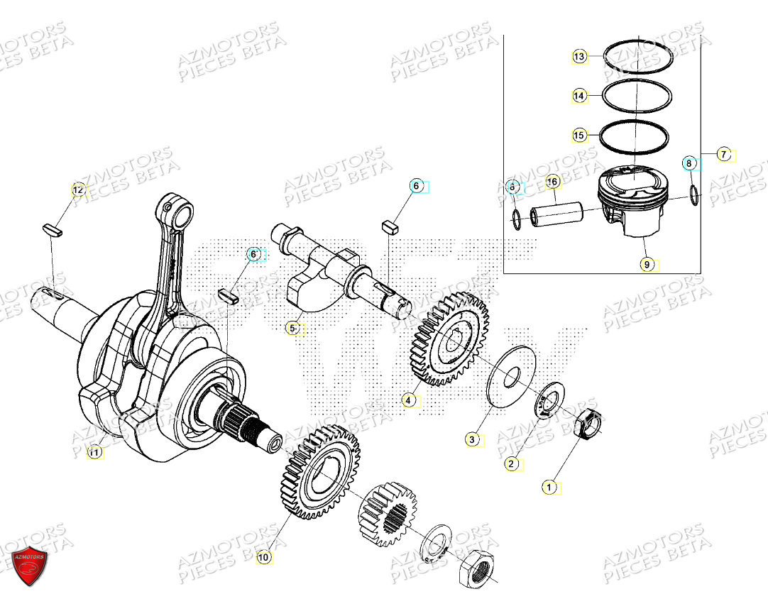 Vilebrequin Piston BETA Pièces Beta ENDURO RR 125 4T T 2023