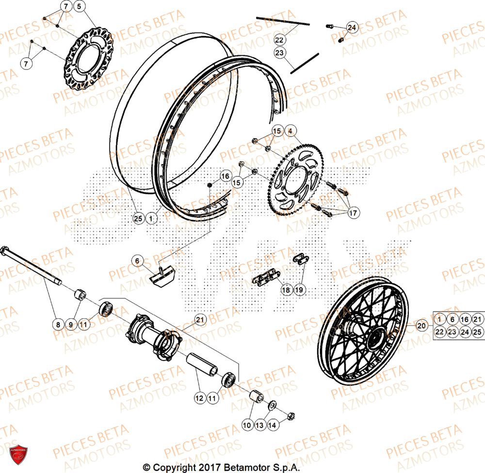 Roue Arriere BETA Pièces Beta ENDURO RR 125 4T T 2024