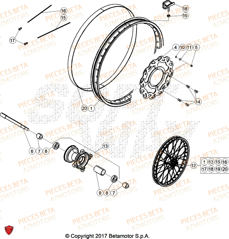 Roue Avant BETA Pièces Beta ENDURO RR 125 4T T 2024