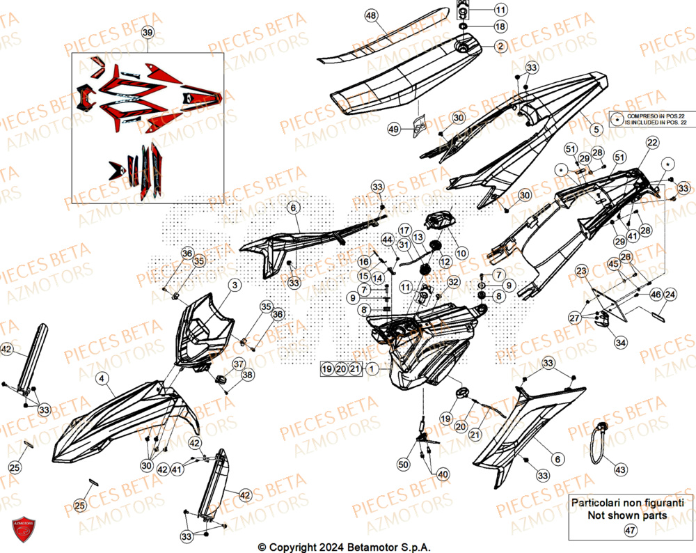 Carenages BETA Pièces Beta ENDURO RR 125 4T T 2025