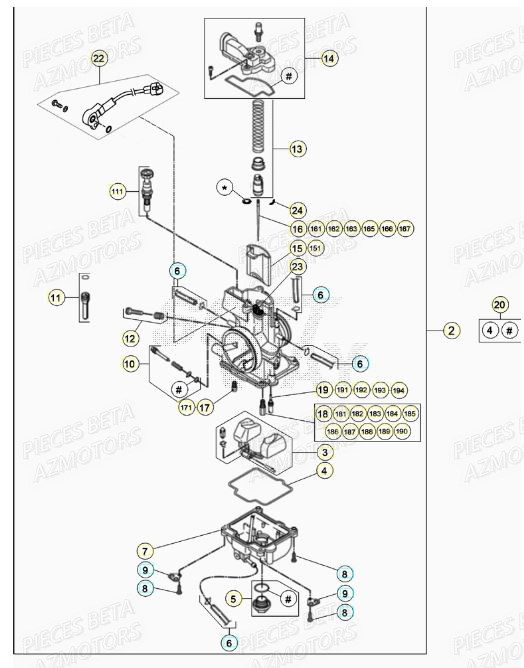 Carburateur BETA Pièces RR 125 RACING 2T - 2020