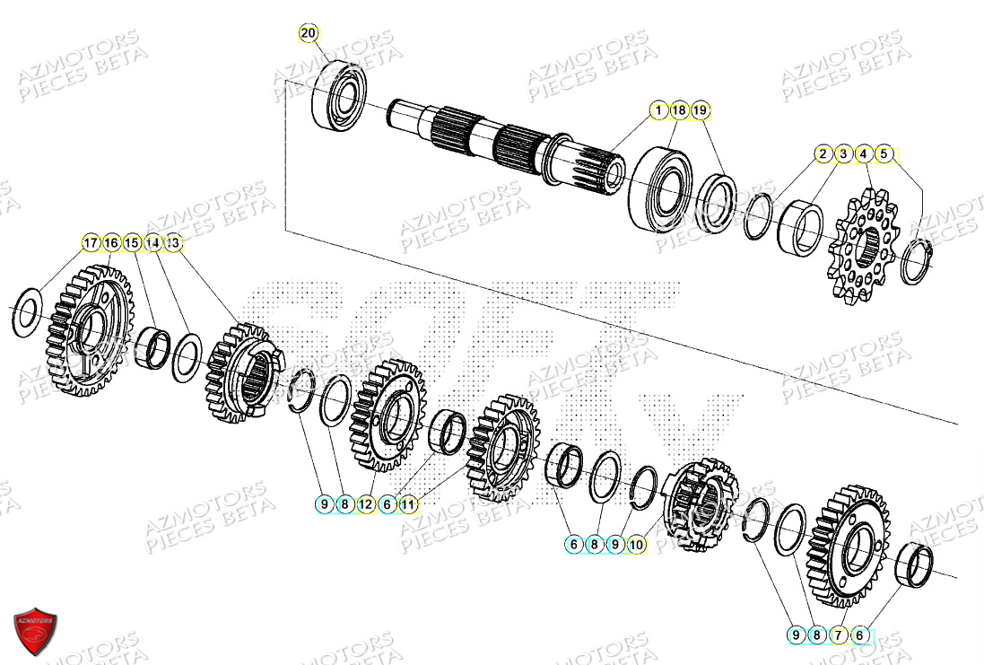 BOITE A VITESSES PSB BETA RR 125 RACING 2T 24