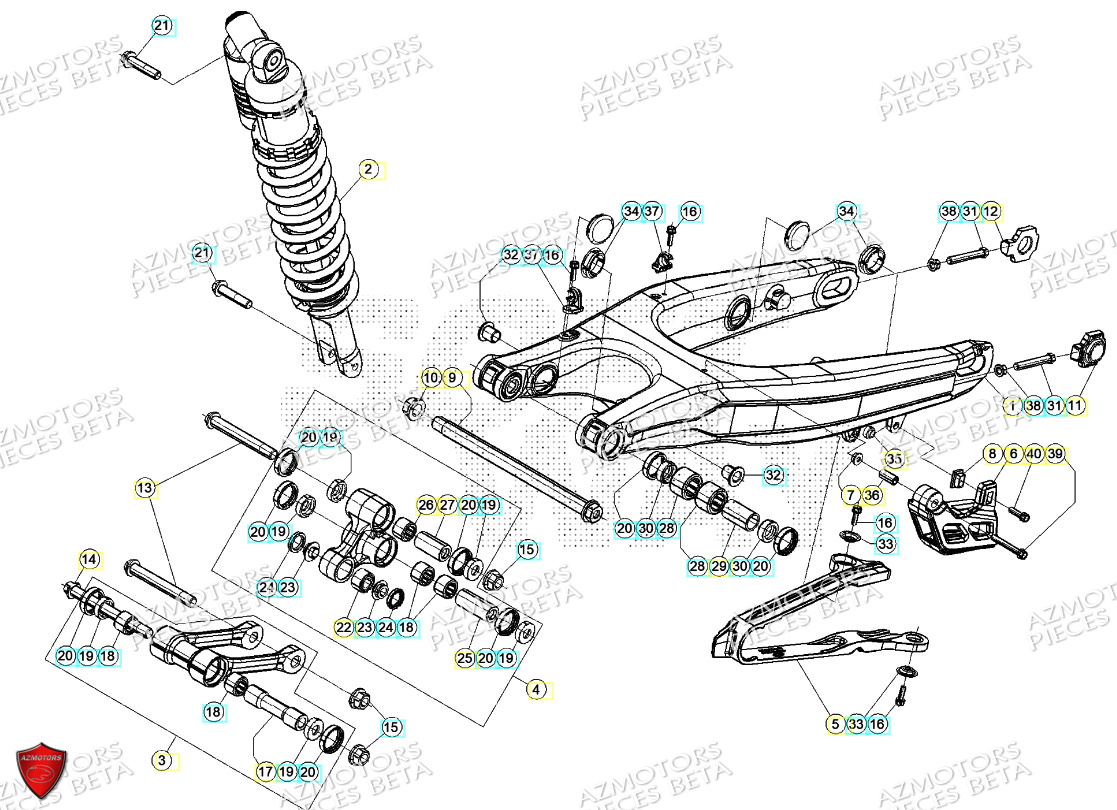 Bras Oscillant Amortisseur BETA Pièces Beta RR 125 2T RACING - 2024