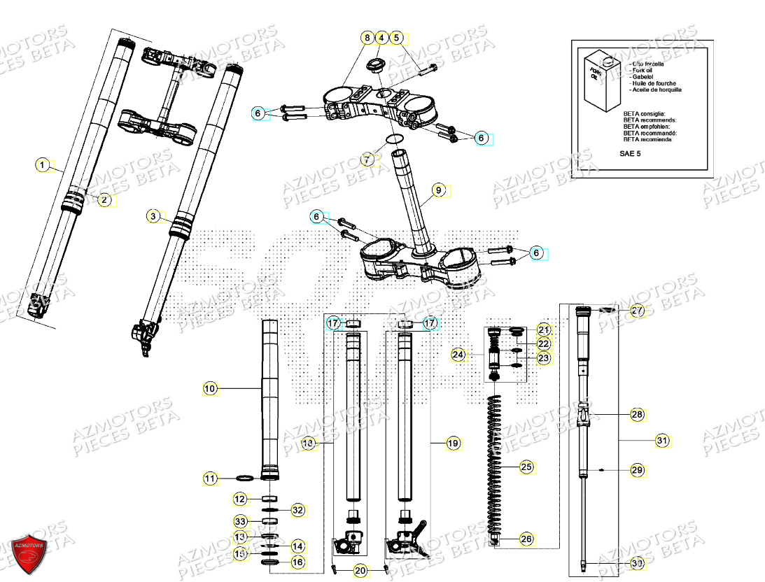 Fourche BETA Pièces Beta RR 125 2T RACING - 2024