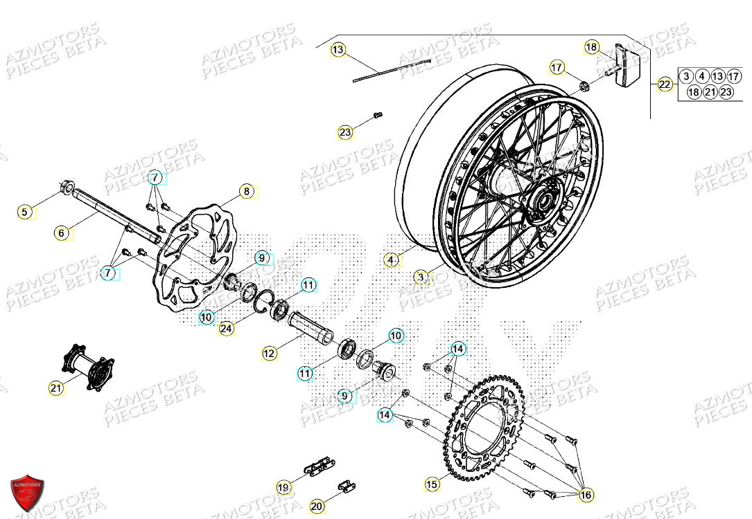 Roue Arriere BETA Pieces Beta RR 200 2T - 2024