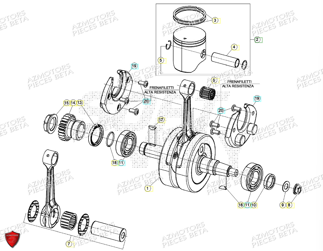 Vilebrequin Piston Contre Arbre BETA Pieces Beta RR 200 2T - 2024