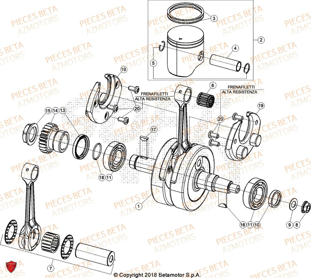 Vilebrequin BETA Pièces RR 200 RACE 2T - 2025