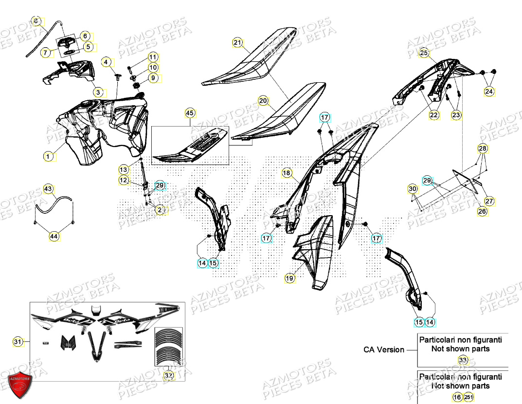 Carenages Reservoir Selle BETA Pièces RR 200 RACING 2T - 2024