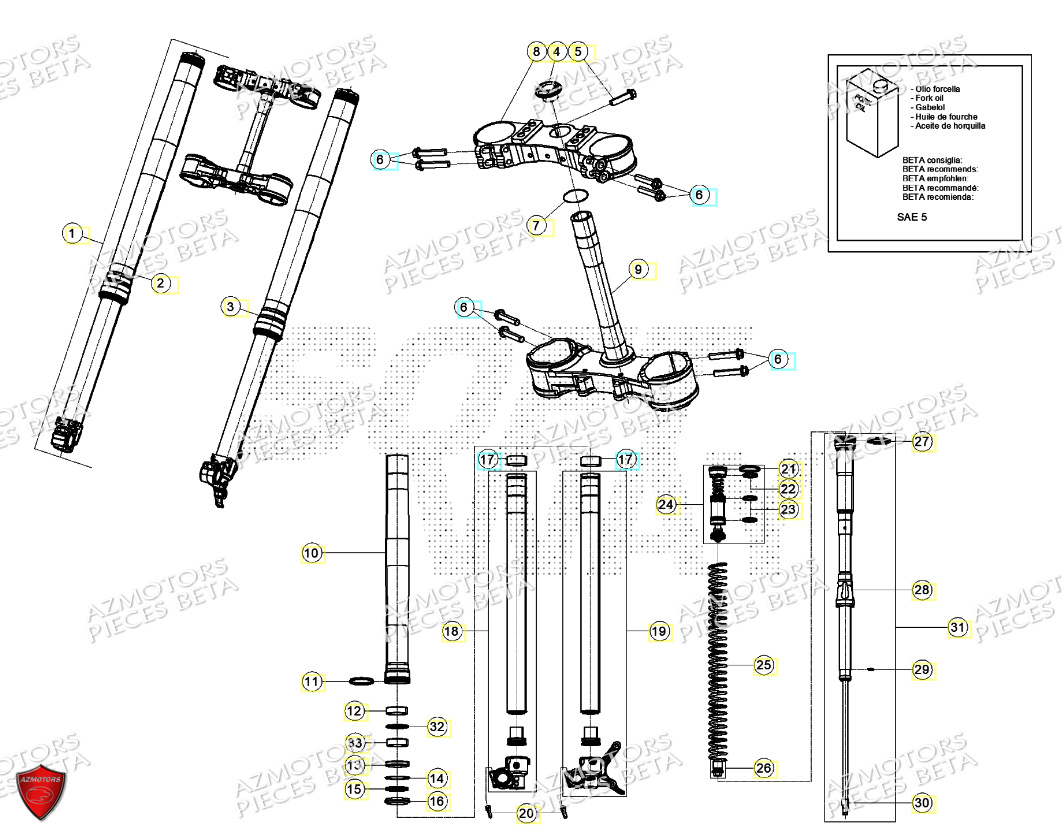 Fourche BETA Pièces RR 200 RACING 2T - 2024