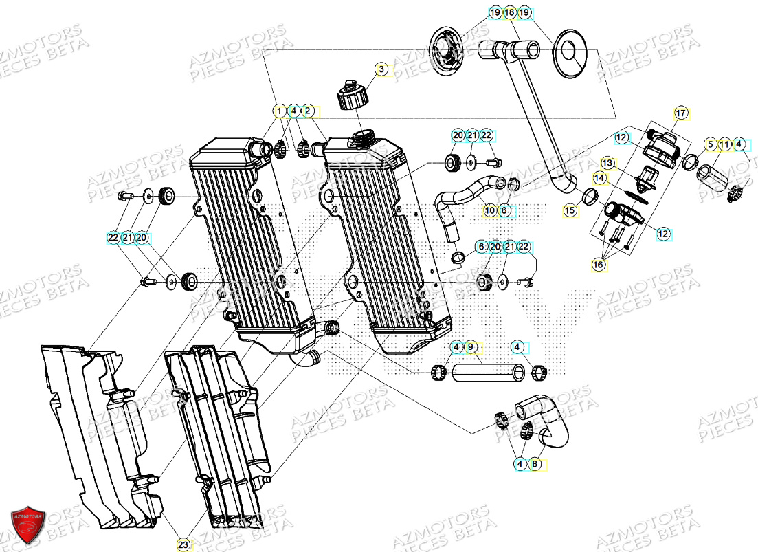 Radiateur BETA Pièces RR 200 RACING 2T - 2024