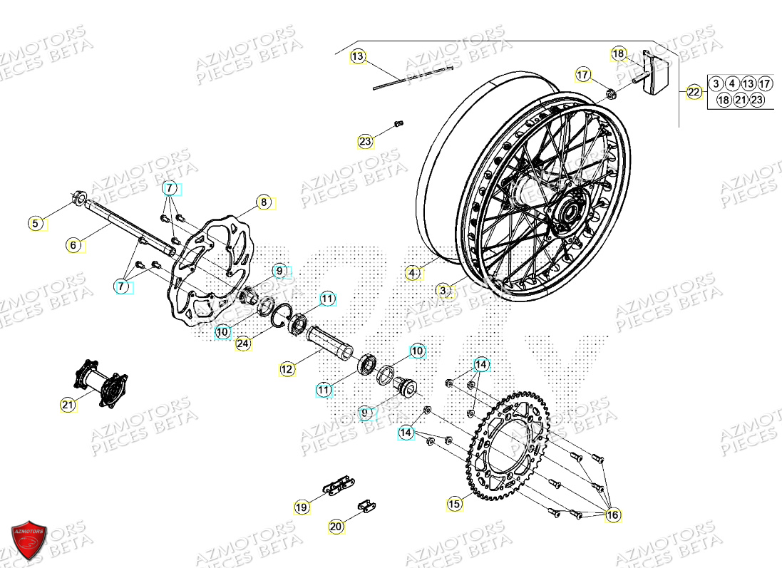 ROUE ARRIERE BETA RR 200 RACING 2T 24