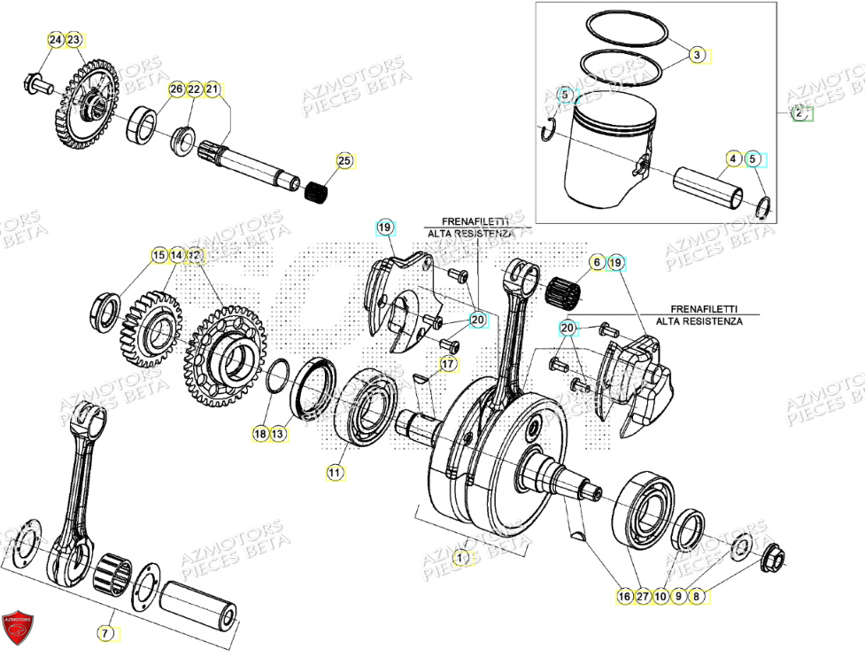 Vilebrequin Piston Contre Arbre BETA Pieces BETA RR 2T 250 - (2024)