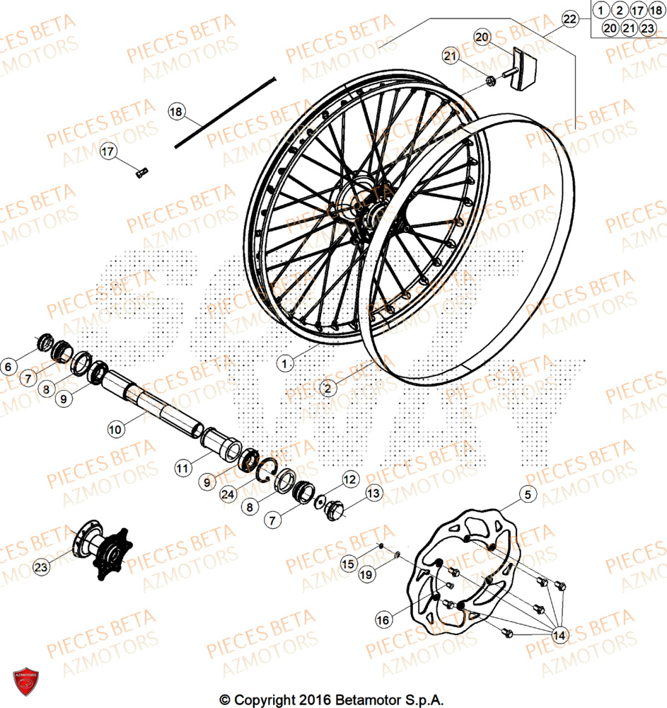 Roue Avant BETA Pieces BETA RR 2T 250 X-PRO - (2025)