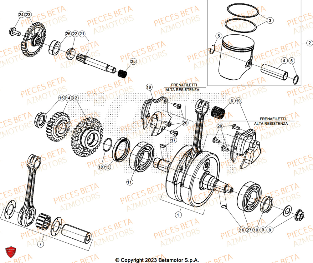 Vilebrequin BETA Pieces BETA RR 2T 250 X-PRO - (2025)