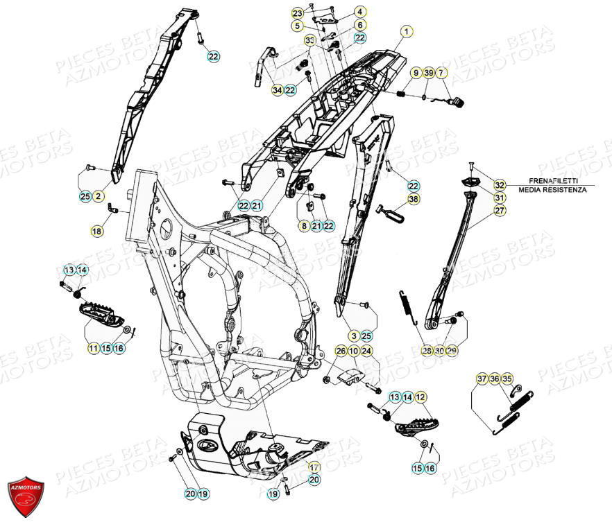 Accessoires Du Chassis BETA Pièces Beta RR 4T 390 Enduro - (2021)