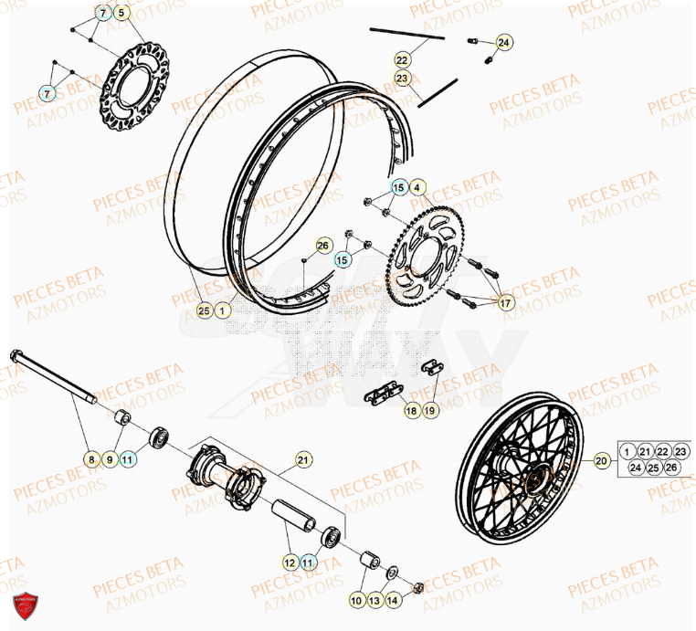 Roue Arriere BETA Pièces Beta RR 50 SPORT - 2023