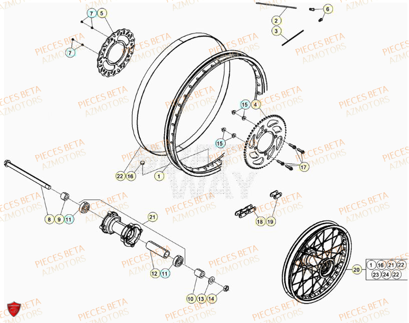 ROUE ARRIERE BETA RR 50 STANDARD 23