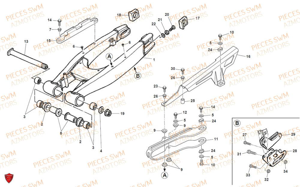 Bras Oscillant SWM Pieces SWM Origine RS 300R ENDURO (2020)