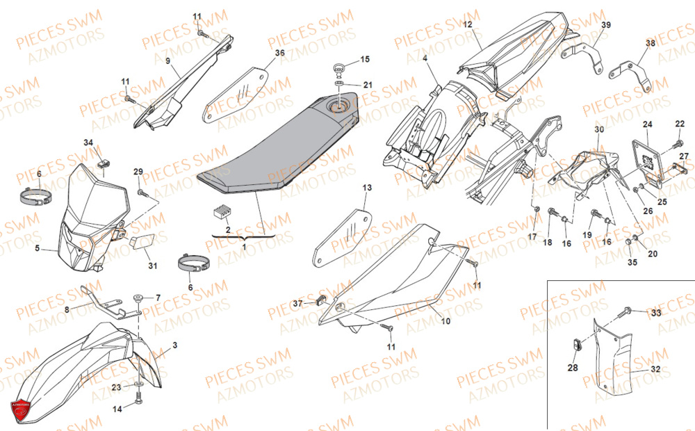 Carenages SWM Pieces SWM Origine RS 300R ENDURO (2020)