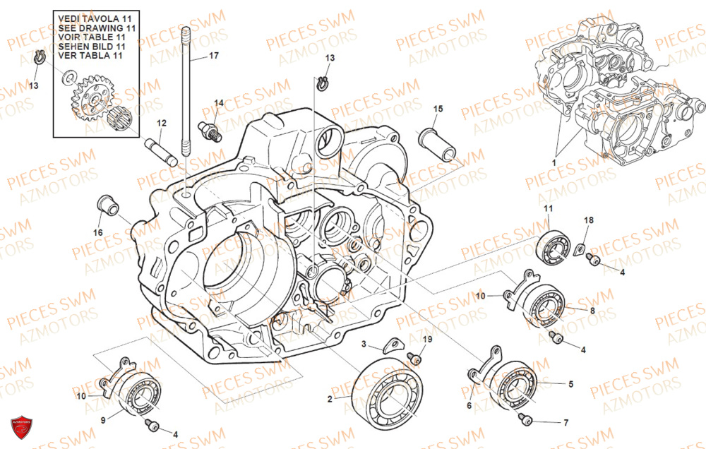 Carter Droit SWM Pieces SWM Origine RS 300R ENDURO (2020)