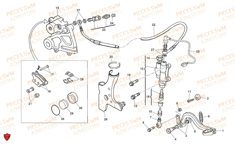 FREIN-ARRIERE pour RS-300R-2020