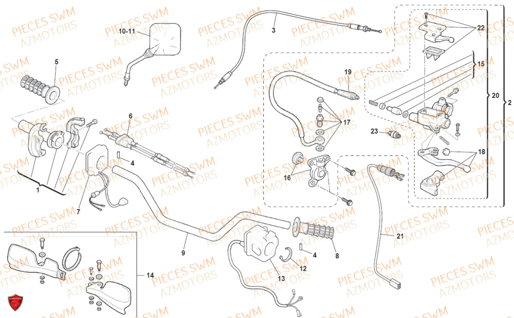 Guidon SWM Pieces SWM Origine RS 300R ENDURO (2020)