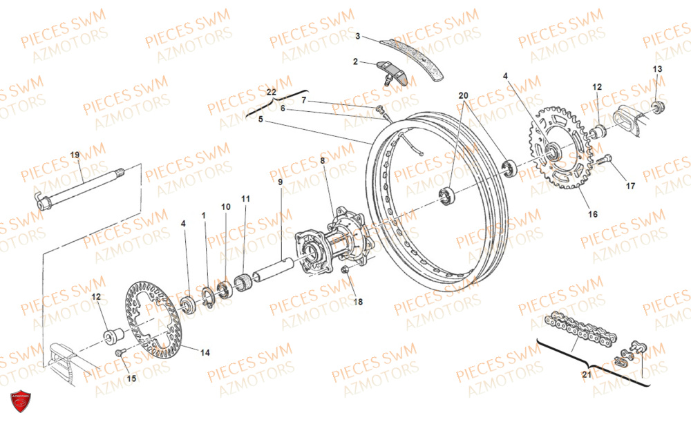 Roue Arriere SWM Pieces SWM Origine RS 300R ENDURO (2020)