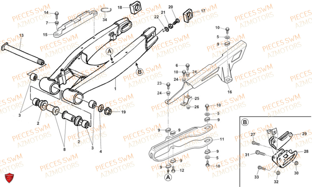 Bras Oscillant SWM Pieces SWM Origine RS 300R ENDURO (2024)