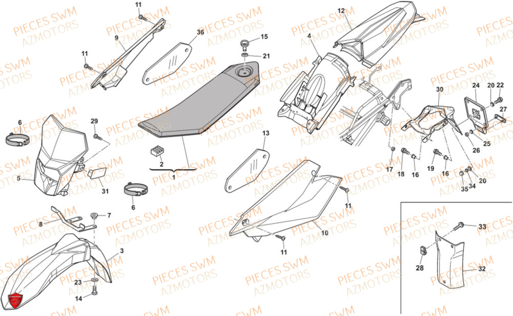 Carenages SWM Pieces SWM Origine RS 300R ENDURO (2024)