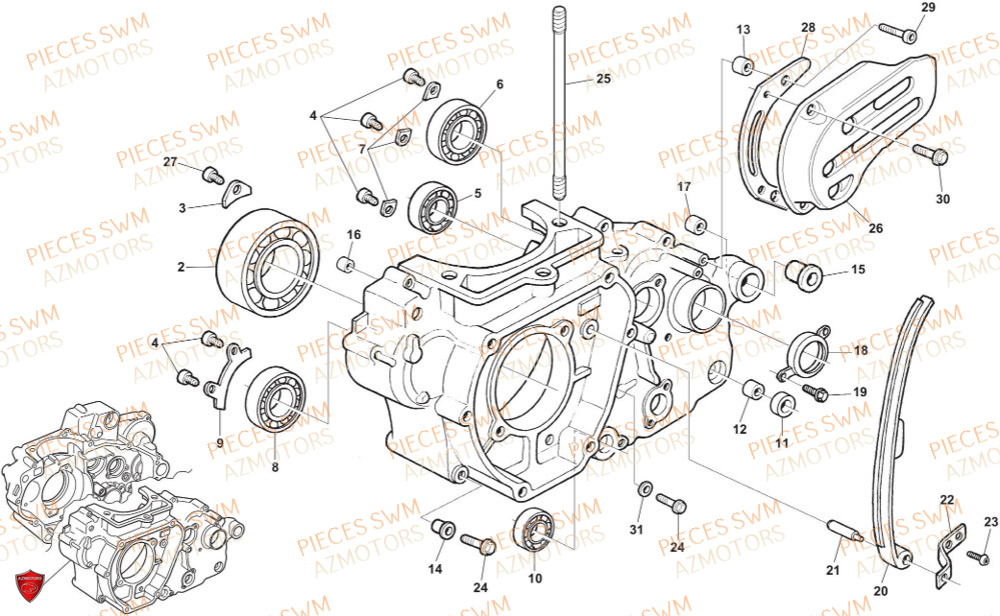 Carter Moteur SWM Pieces SWM Origine RS 300R ENDURO (2024)