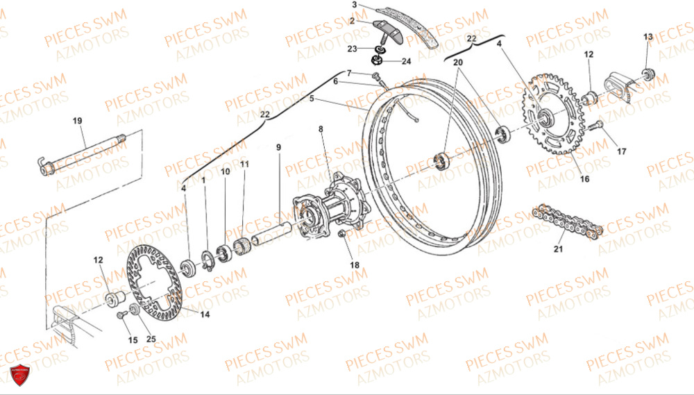 Roue Arriere SWM Pieces SWM Origine RS 300R ENDURO (2024)