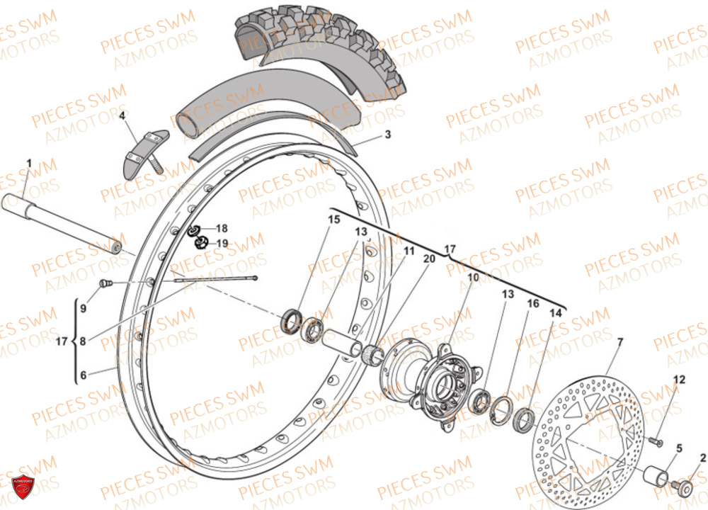 Roue Avant SWM Pieces SWM Origine RS 300R ENDURO (2024)